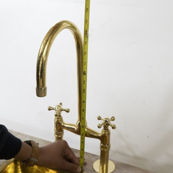 Brass Bridge Kitchen Faucet - Image 9