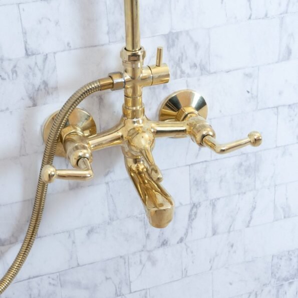 Unlacquered brass shower tub filler - Image 9