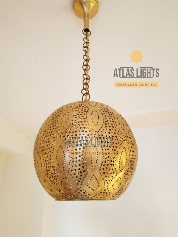 Moroccan Hanging Brass Lamp Lighting - Image 2