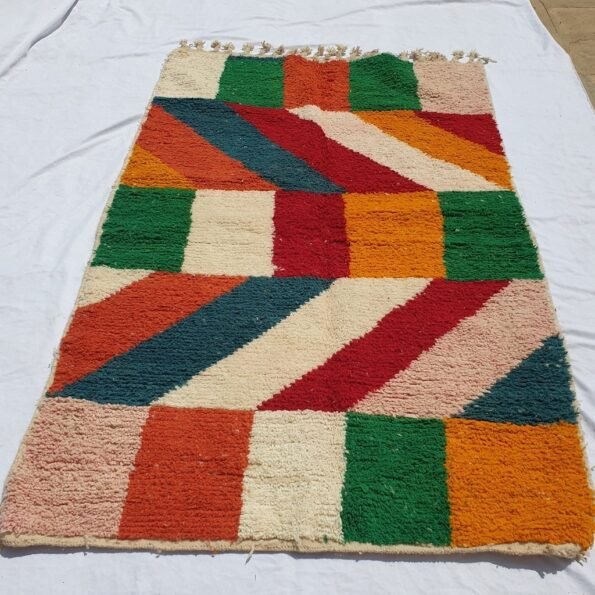 ACHERCHUR | 8x5 Ft | 2,5x1,5 m | Moroccan Colorful Rug | 100% wool handmade - Image 4