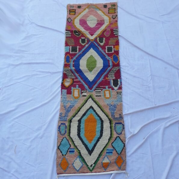 ASHKID Runner | 9'6x2'8 Ft | 2,93x0,87 m | Moroccan Colorful Rug | 100% wool handmade - Image 4