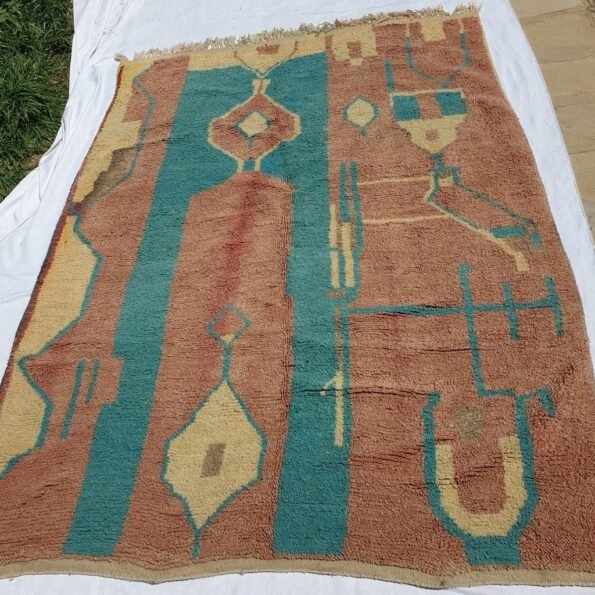 AZGER | 10x7 Ft | 3x2 m | Moroccan Colorful Rug | 100% wool handmade - Image 4