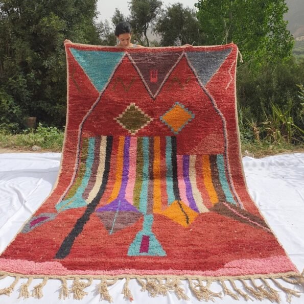 BAHA | 9'5x6 Ft | 3x2 m | Moroccan Colorful Rug | 100% wool handmade