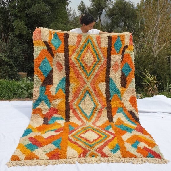 BLIGHA | 8x5 Ft | 2,5x1,5 m | Moroccan Colorful Rug | 100% wool handmade