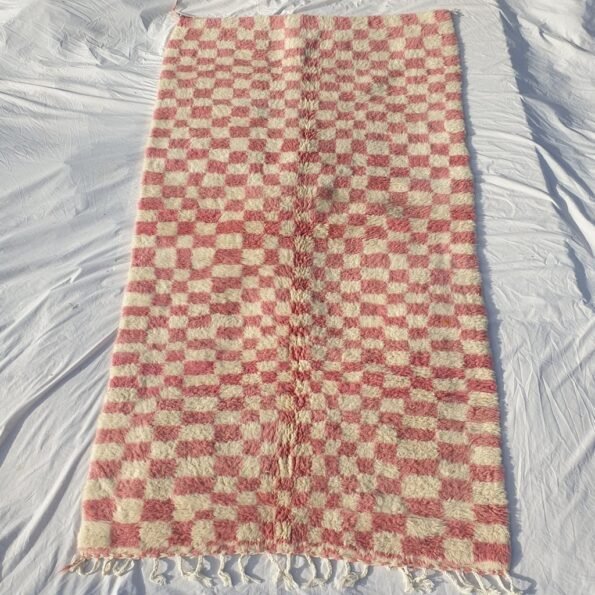 Checkered Rug Beni Ourain Moroccan Pink Carpet | 9x6 Ft | 2,73x1,84 m | DAMA | 100% wool handmade - Image 5