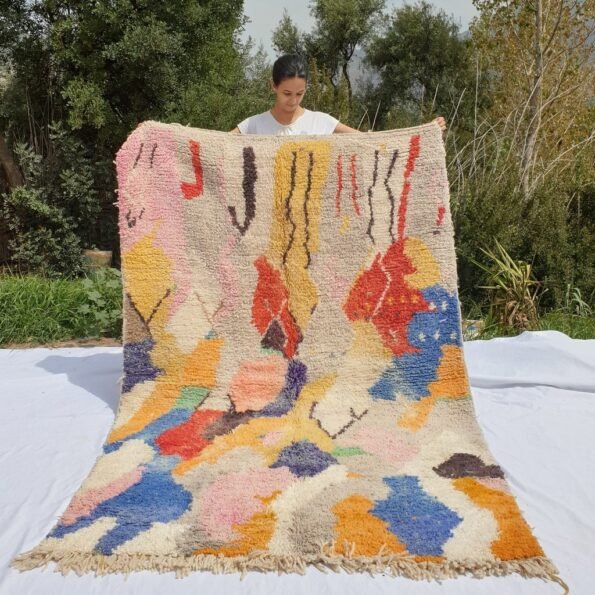 Customized AGGOUN | 2,5x1,5 m | Moroccan Colorful Rug | 100% wool handmade