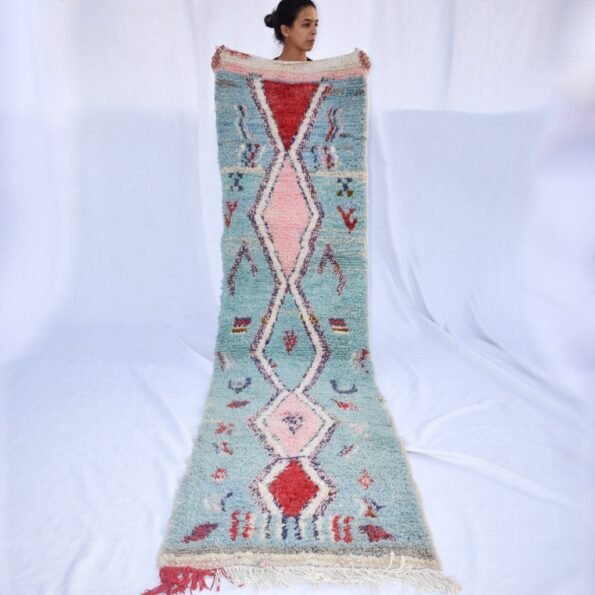 Customized KSAR Runner | 10x2 Ft | Moroccan Colorful Rug | 100% wool handmade