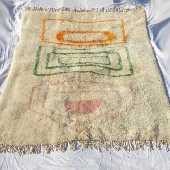 Handcrafted BENI MOROCCAN RUG | Dye Wool Authentic & Soft Rug | Berber Moroccan Rug | Moroccan Woolen Carpet Nawla | 9'5x8 Ft | 2,90x2,40 m - Image 5