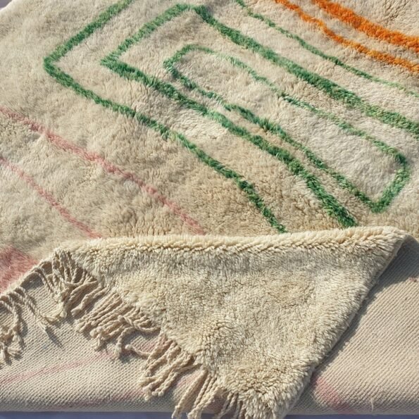 Handcrafted BENI MOROCCAN RUG | Dye Wool Authentic & Soft Rug | Berber Moroccan Rug | Moroccan Woolen Carpet Nawla | 9'5x8 Ft | 2,90x2,40 m - Image 6