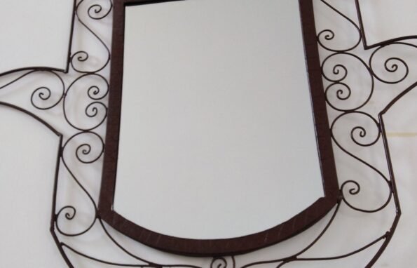 Moroccan mirror , Wall Mirror Moroccan Forged Wrought Iron , Moroccan mirror , Moroccan decor , Hamsa mirror charm - Image 3