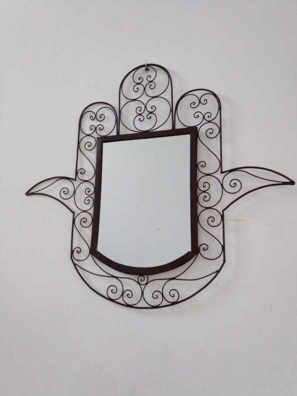 Moroccan mirror , Wall Mirror Moroccan Forged Wrought Iron , Moroccan mirror , Moroccan decor , Hamsa mirror charm - Image 2