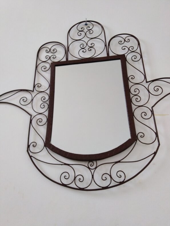 Moroccan mirror , Wall Mirror Moroccan Forged Wrought Iron , Moroccan mirror , Moroccan decor , Hamsa mirror charm - Image 4