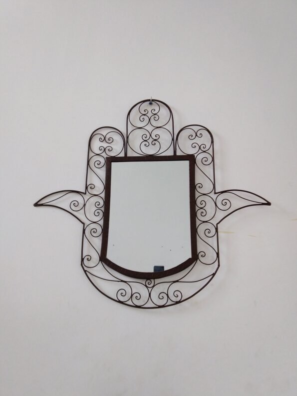 Moroccan mirror , Wall Mirror Moroccan Forged Wrought Iron , Moroccan mirror , Moroccan decor , Hamsa mirror charm - Image 5