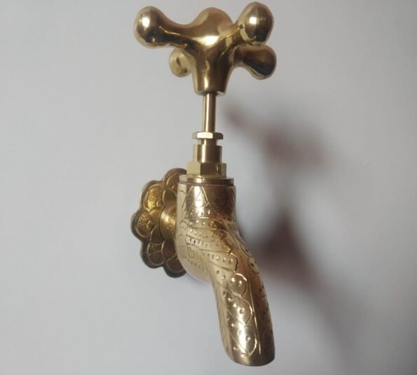 Sink faucet, Brass Sink Faucet, Bathroom Wall Mount Moroccan DÃ©cor For Farmhouse, Kitchen And Washrooms Wash Basin Faucet Tap Handle - Image 2