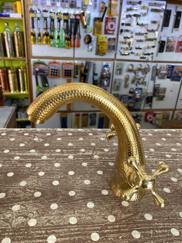 beautifully decorated faucet handmade .Bathroom brass Faucet Hand Engraved/hammered Moroccan Brass Gold Colour Faucet Tap Kitchen Faucet , - Image 3