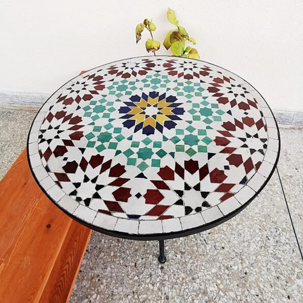 Garden Patio Handmade Outdoor Decor Table  - CUSTOM Mid Century Table- Farmhouse Handmade Colorful Artwork - Image 4