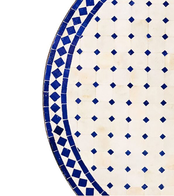 Personalized Round Blue and White Mosaic Tile Dining Room table - Image 3