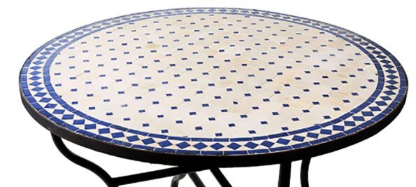 Personalized Round Blue and White Mosaic Tile Dining Room table - Image 2