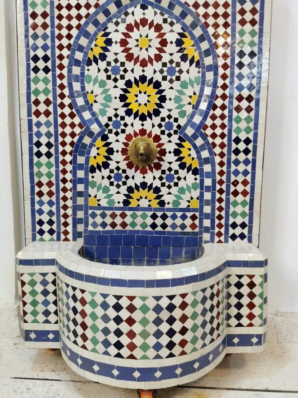 HUGE Garden Patio Rustic Outdoor Wall Water Fountain  - Mosaic Artwork - Handmade Wall Fixable Fountain - Image 10