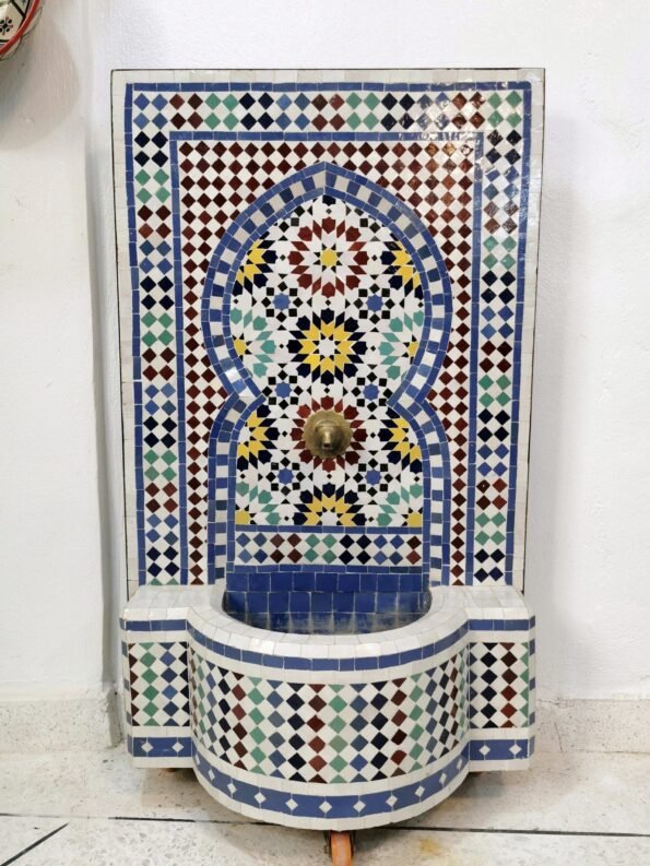 HUGE Garden Patio Rustic Outdoor Wall Water Fountain  - Mosaic Artwork - Handmade Wall Fixable Fountain