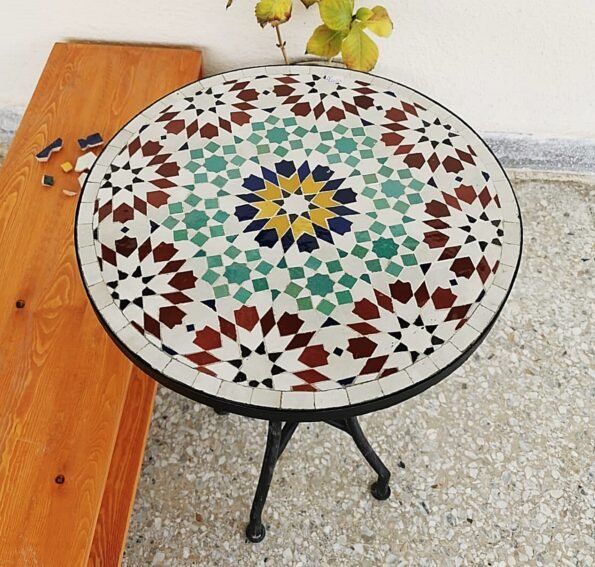 Garden Patio Handmade Outdoor Decor Table  - CUSTOM Mid Century Table- Farmhouse Handmade Colorful Artwork