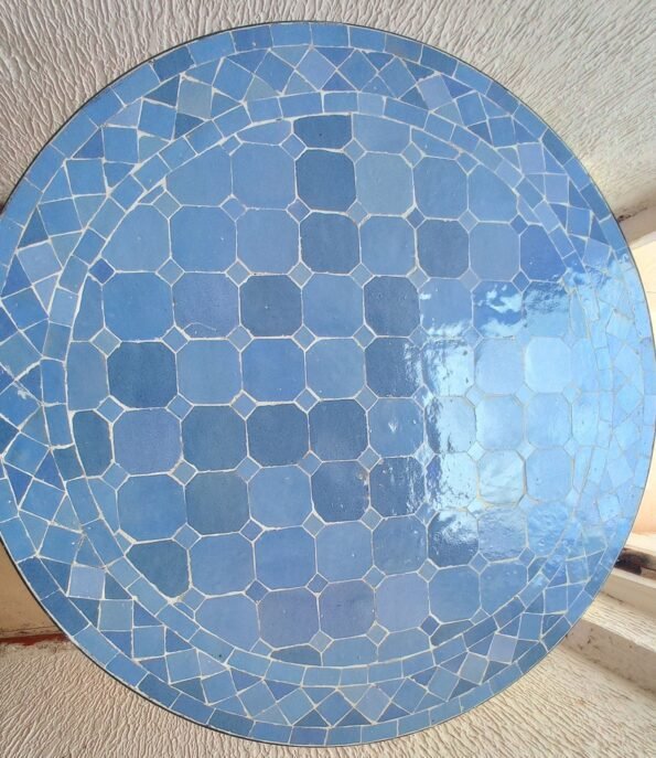 Handmade Traditional Bleu Moroccan Craft Dining Room Mosaic Coffee Table - Image 5