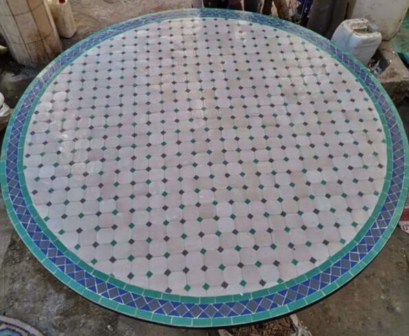 Handmade Moroccan Round Bistro Table with Mosaic Tile For Outdoor