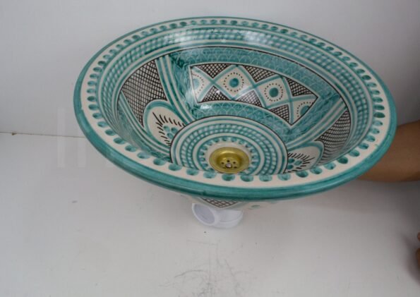 Ceramic Handmade Table Top vessel Sink Hand Painted Moroccan Washbasin for Bathroom - Image 9