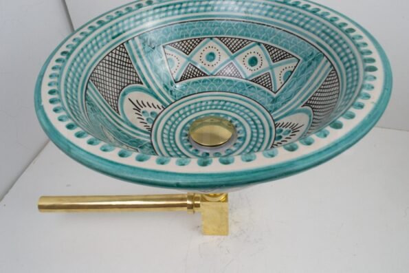 Ceramic Handmade Table Top vessel Sink Hand Painted Moroccan Washbasin for Bathroom - Image 6