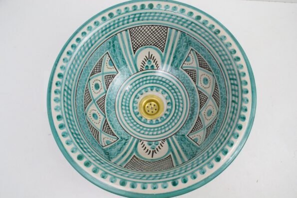 Ceramic Handmade Table Top vessel Sink Hand Painted Moroccan Washbasin for Bathroom - Image 5