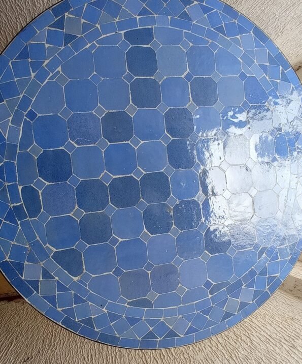 Handmade Traditional Bleu Moroccan Craft Dining Room Mosaic Coffee Table - Image 4