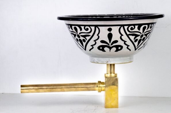 Pottery Handmade Vessel Sink Painted Moroccan Washbasin for Bathroom and guest bathroom - Image 4