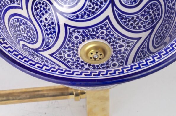 Pottery Handmade Vessel Sink Painted Moroccan Washbasin for Bathroom and guest bathroom - Image 5