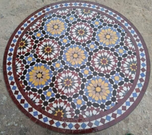 Moroccan Round Mosaic Tile Table For Outside