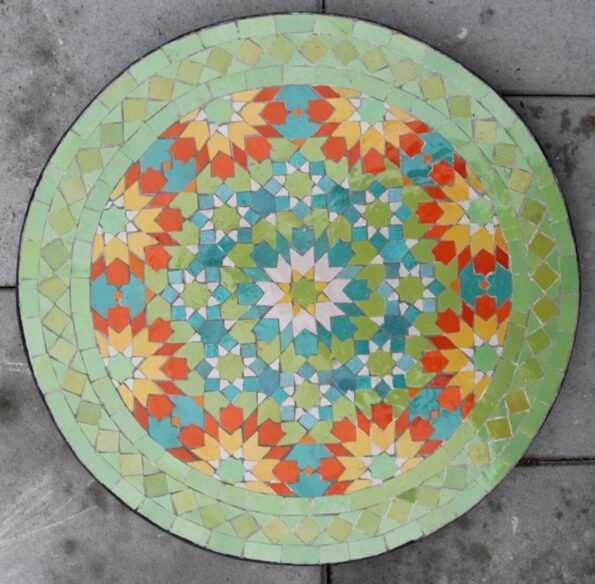 Handmade Round Moroccan Green craft Mosaic Patio Tiles Table