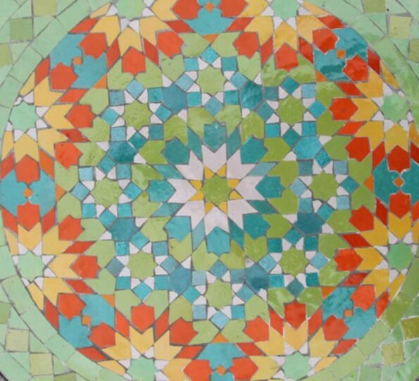 Handmade Round Moroccan Green craft Mosaic Patio Tiles Table - Image 4