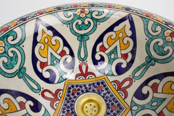 Ceramic Handmade Table Top vessel Sink Hand Painted Moroccan Washbasin for Bathroom - Image 5