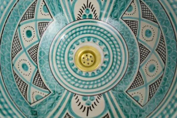 Ceramic Handmade Table Top vessel Sink Hand Painted Moroccan Washbasin for Bathroom - Image 4