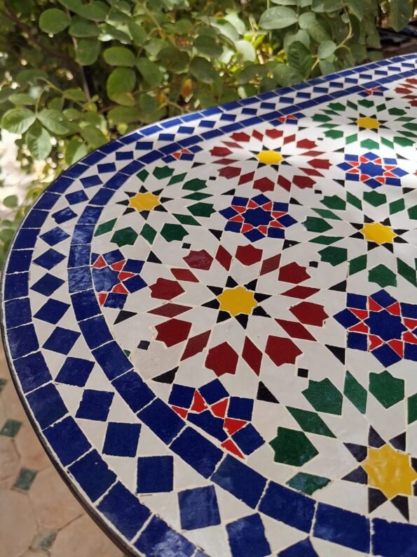 CUSTOMIZABLE Oval Mosaic Table - Crafts Mosaic Table - Mosaic Table Art - Mid Century Zellije Table - Handmade  - GIFT - Image 14