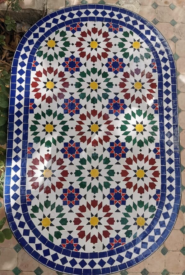 CUSTOMIZABLE Oval Mosaic Table - Crafts Mosaic Table - Mosaic Table Art - Mid Century Zellije Table - Handmade  - GIFT - Image 13