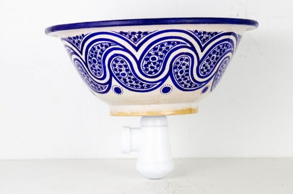 Pottery Handmade Vessel Sink Painted Moroccan Washbasin for Bathroom and guest bathroom - Image 8