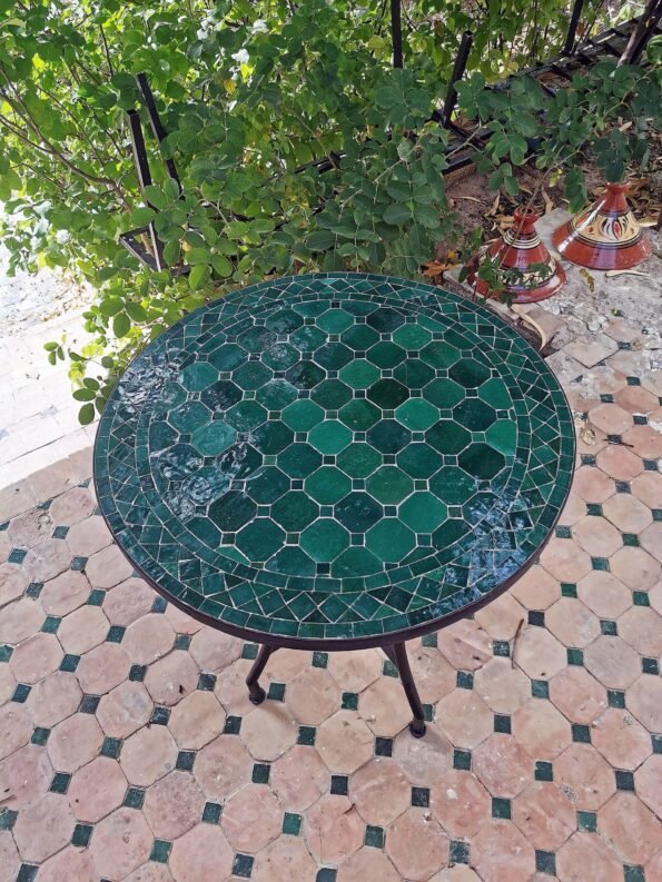 CUSTOMIZABLE Emerald Green Mosaic Table - Mosaic Table Art - Mid Century Mosaic Table - Image 8