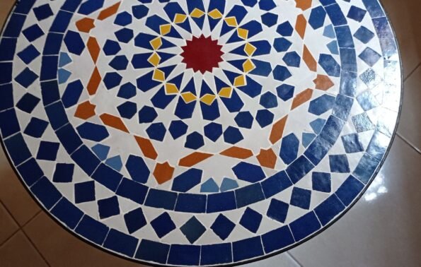 Moroccan Round Outdoor Mosaic Patio Bistro Tile Dining Table - Image 4