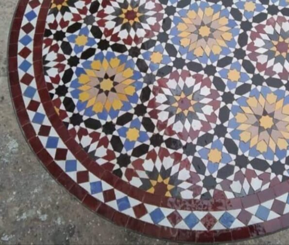 Moroccan Round Mosaic Tile Table For Outside - Image 2