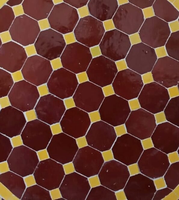 Moroccan Handmade Round Red & Yellow craft Mosaic Patio Tiles Table - Image 2