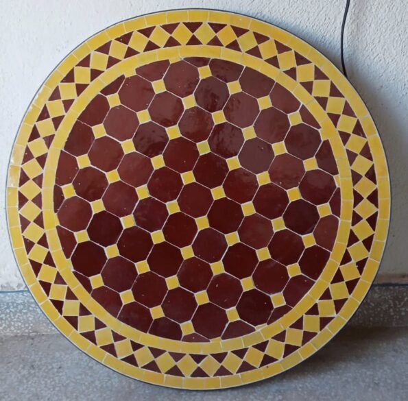 Moroccan Handmade Round Red & Yellow craft Mosaic Patio Tiles Table