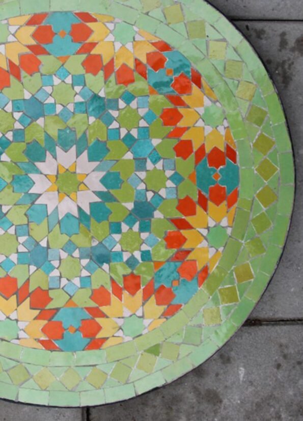 Handmade Round Moroccan Green craft Mosaic Patio Tiles Table - Image 3