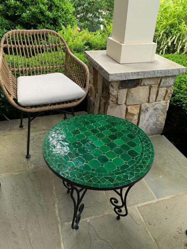 CUSTOMIZABLE Emerald Green Mosaic Table - Mosaic Table Art - Mid Century Mosaic Table