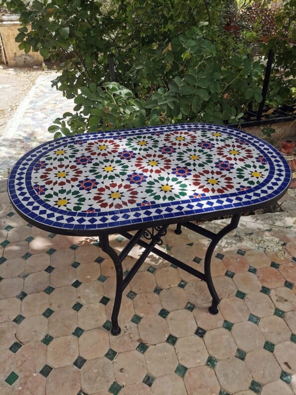 CUSTOMIZABLE Oval Mosaic Table - Crafts Mosaic Table - Mosaic Table Art - Mid Century Zellije Table - Handmade  - GIFT - Image 11