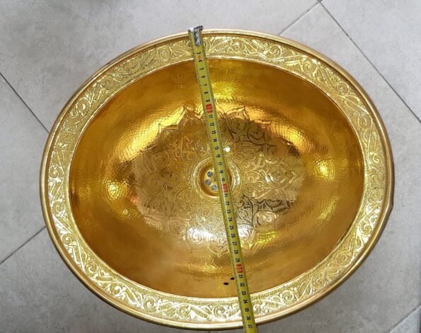 vintage Moroccan brass hand hammered round sink wash basin, handcrafted sink with Moroccan design - Image 6